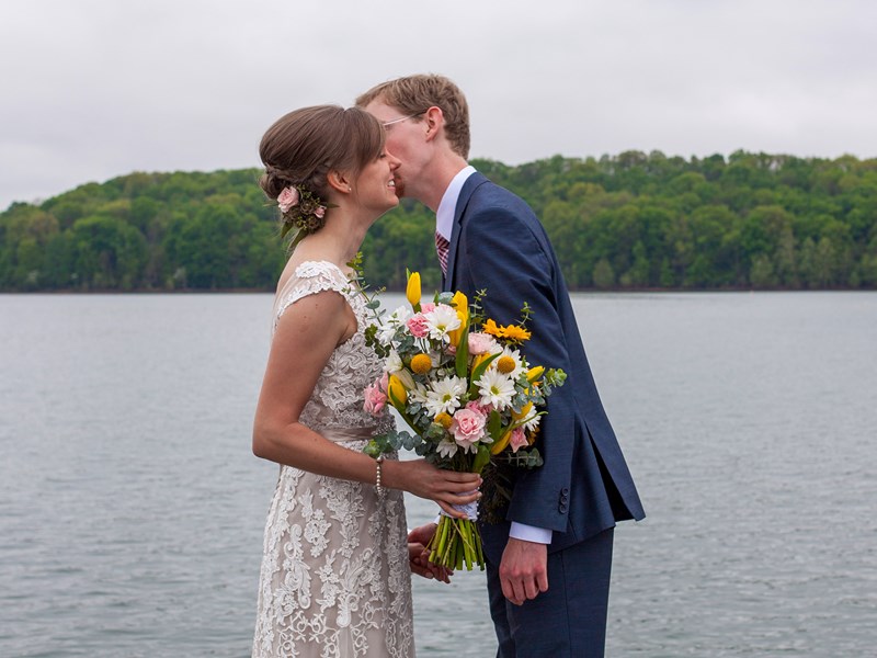 Wedding Couple Outdoors Lakeside